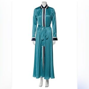 Alexis- Silk Teal and Navy Long Sleeve Maxi Dress robe